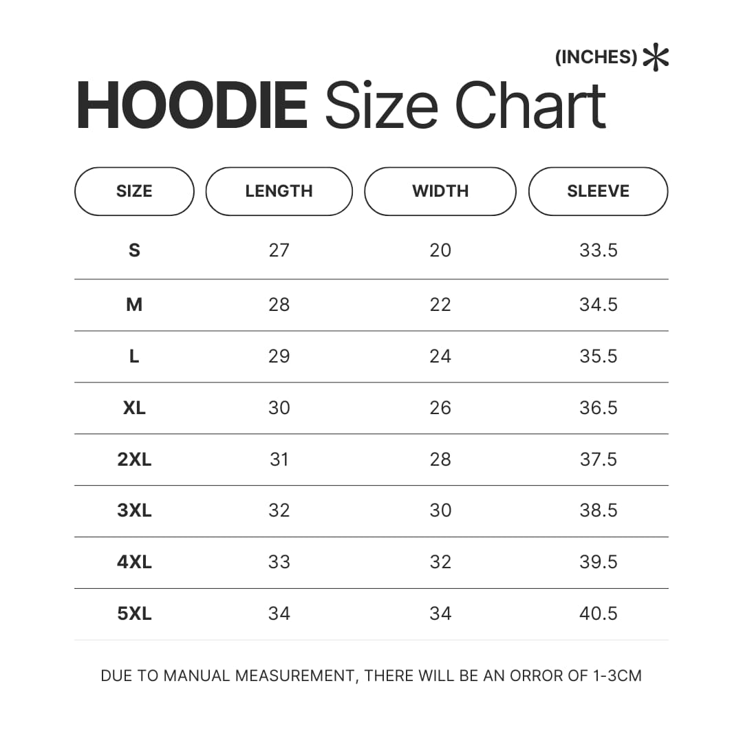Hoodie Size Chart - Clevatess Merch