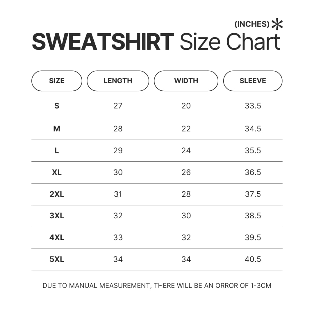 Sweatshirt Size Chart - Clevatess Merch