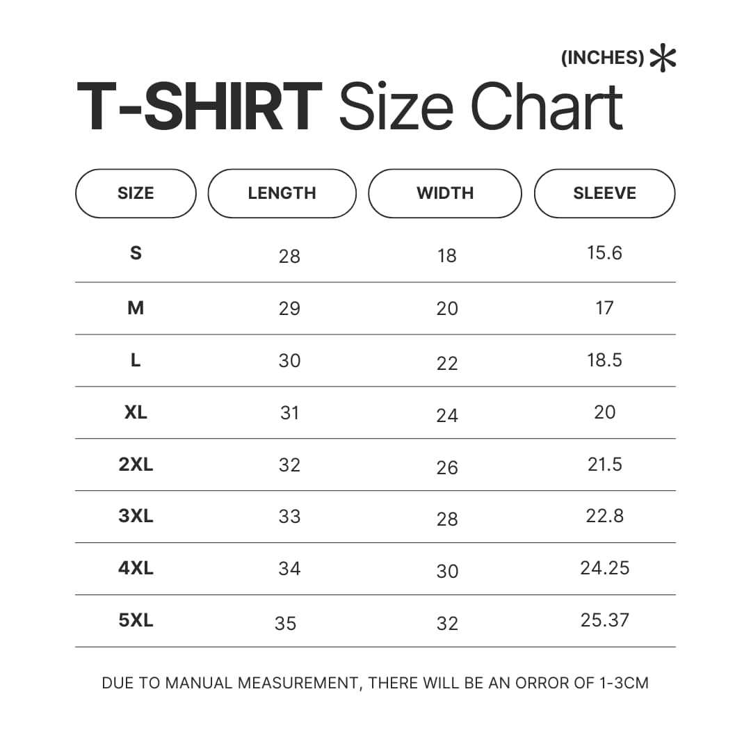 T shirt Size Chart - Clevatess Merch