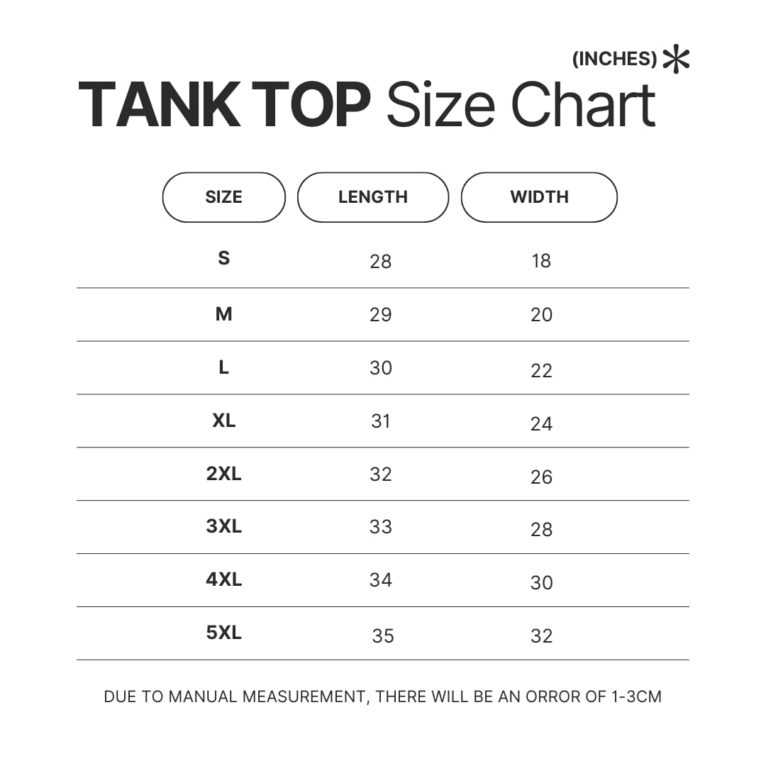 Tank Top Size Chart - Clevatess Merch